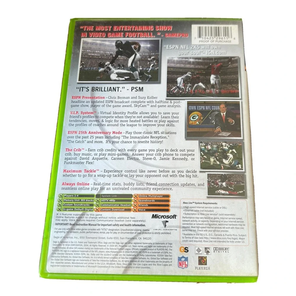 Xbox ESPN NFL 2K5 2004 SEGA Complete in Case Terell Owens Autograph Manual
